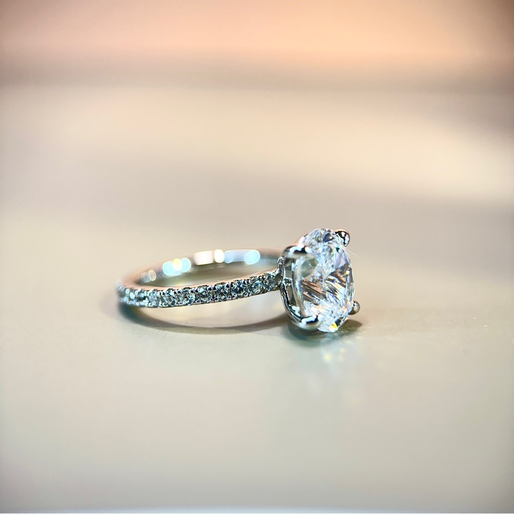 3ct Oval Solitaire Engagement Ring S925 14k Gold Plated - Picture 7 of 9